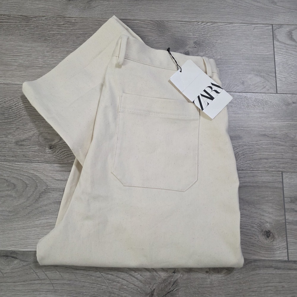 Zara Dress Pants Women's Size 32 Beige Wide Leg Pleated Front NWT